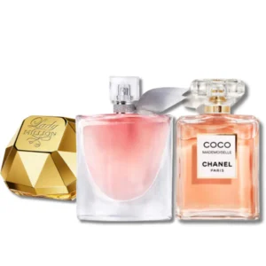 Combo Exclusivo de 3 Perfumes – Lady Million de Paco Rabanne, La Vie Est Belle de Lancôme & Coco Mademoiselle de Chanel [100ml]