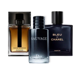 Combo promocional de 3 perfumes Sauvage Dior, Bleu de Chanel, y Dior Homme Intense 100ml