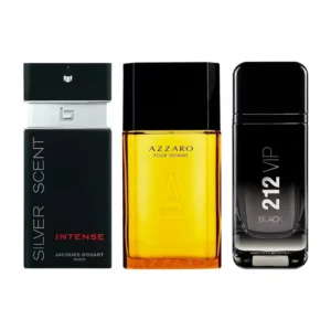 Combo Exclusivo de 3 Perfumes – Silver Scent, Azzaro Pour Homme & 212 VIP de Carolina Herrera [100ml]